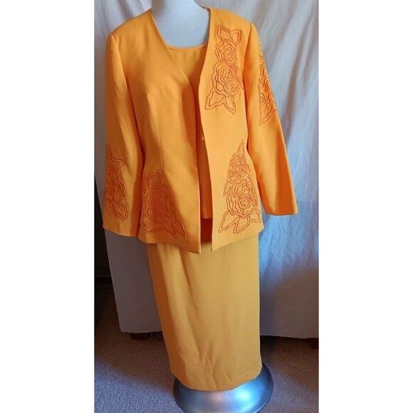 Vtg Donna Vinci Couture Suit 3 Pc Long Skirt 18 Evening Church Gold New w/Tags - Picture 2 of 16